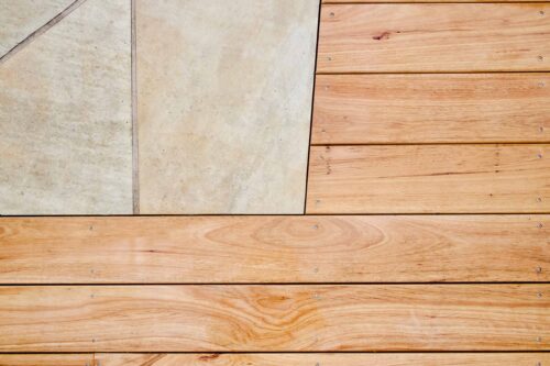 Timber and stone deck detail by Pattern Constructions